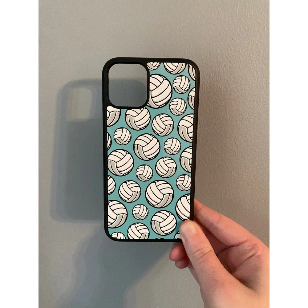 Volleyball Phone Case Unisex iPhone 11 Pro Teal Blue Sports Graphic Pattern